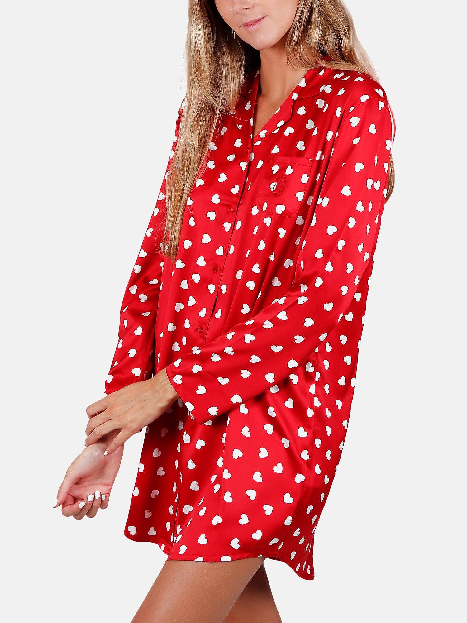 Admas  Camicia da notte in raso a manica lunga Love Christmas 