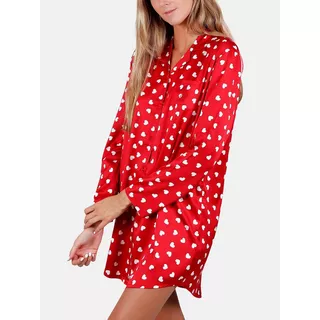 Admas  Camicia da notte in raso a manica lunga Love Christmas 
