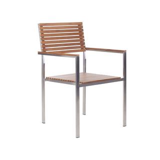 Beliani Salle à manger de jardin avec chaises en Teck certifié FSC® Traditionnel VIAREGGIO  