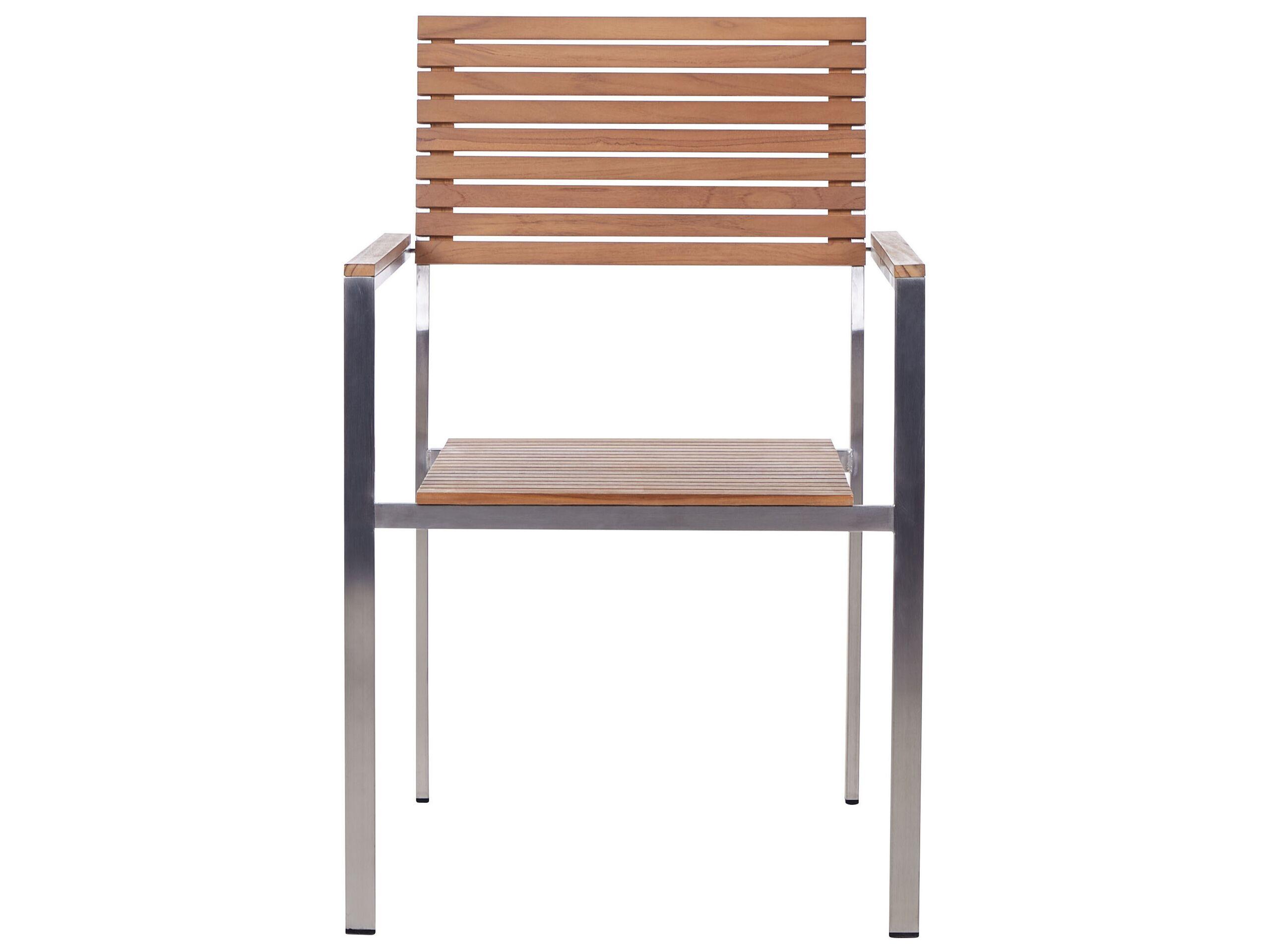 Beliani Salle à manger de jardin avec chaises en Teck certifié FSC® Traditionnel VIAREGGIO  