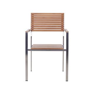 Beliani Salle à manger de jardin avec chaises en Teck certifié FSC® Traditionnel VIAREGGIO  