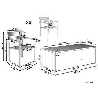 Beliani Salle à manger de jardin avec chaises en Teck certifié FSC® Traditionnel VIAREGGIO  