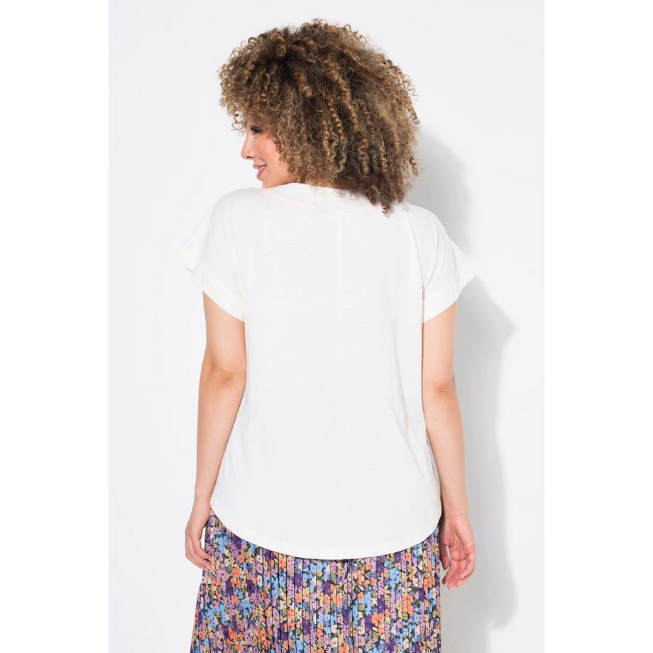 Ulla Popken T-shirt Oversize Girocollo Mezza Manica con Scritta  