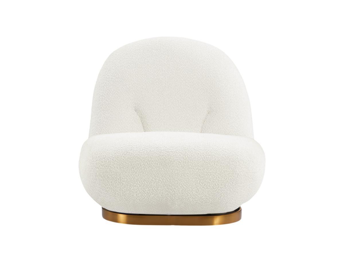 Vente-unique Fauteuil pivotant en tissu bouclette blanc LODOSA  