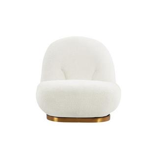 Vente-unique Fauteuil pivotant en tissu bouclette blanc LODOSA  