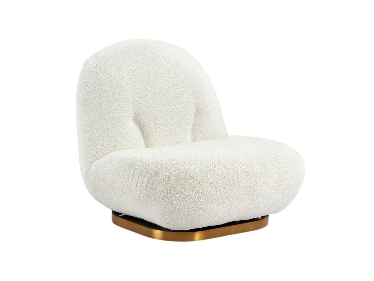 Vente-unique Fauteuil pivotant en tissu bouclette blanc LODOSA  