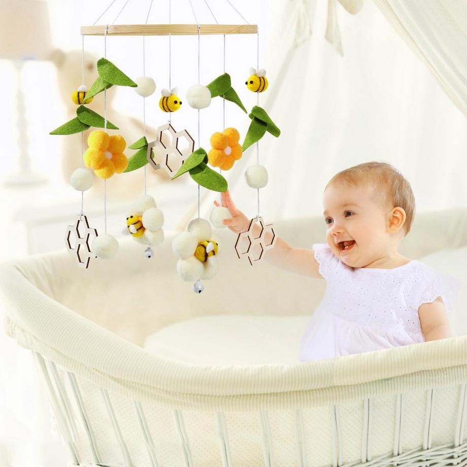 Activity-board  Mobile bébé en bois pour lit bébé, carillon éolien bébé pour décoration de chambre d'enfant 