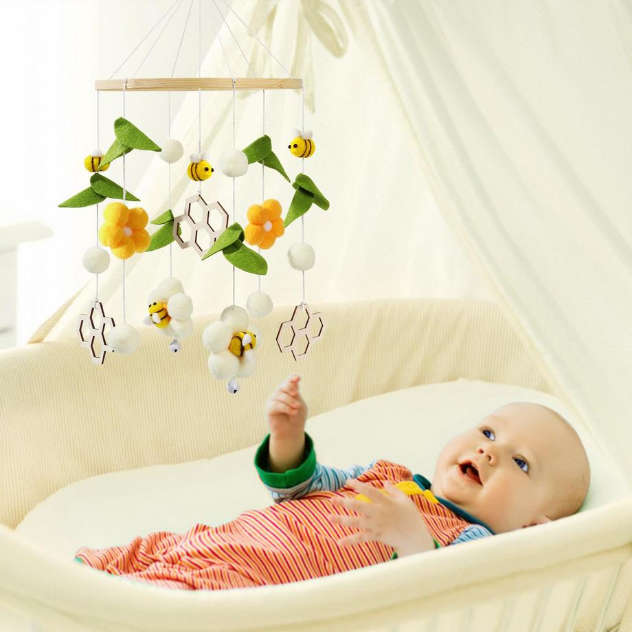 Activity-board  Mobile bébé en bois pour lit bébé, carillon éolien bébé pour décoration de chambre d'enfant 