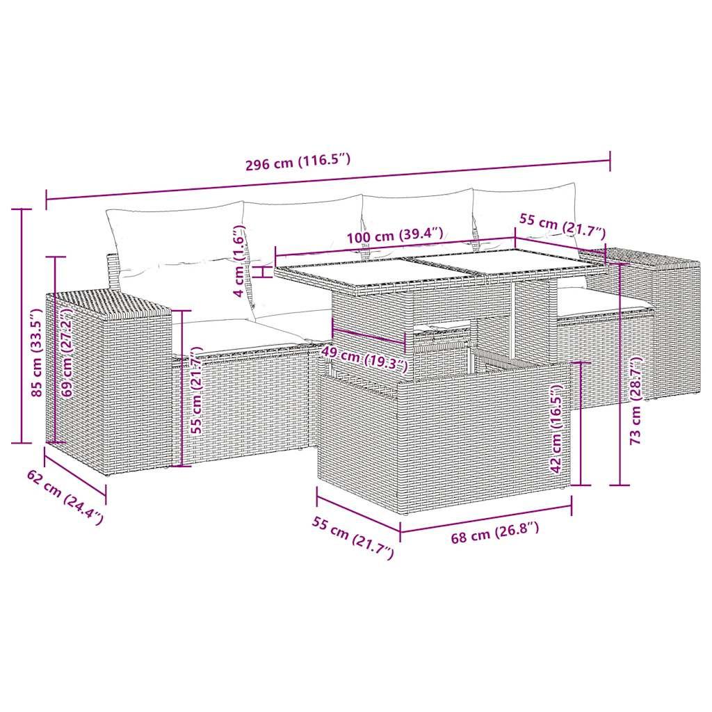 VidaXL Ensemble de canapés de jardin rotin synthétique  