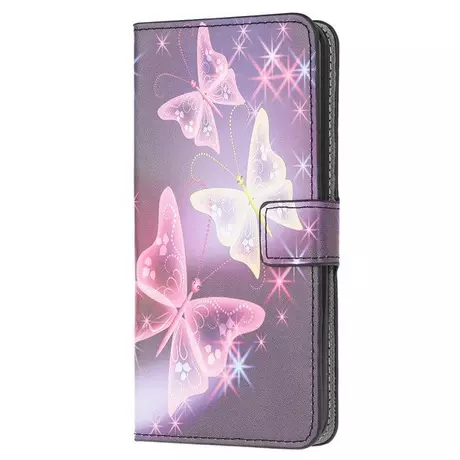 Cover-Discount  Galaxy A41 - Leder Hülle Schmetterlinge Violett