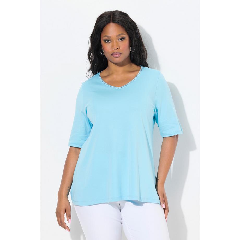 Ulla Popken A-Linie V-Ausschnitt Halbarm T-Shirt  