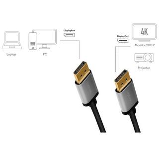 LogiLink  DisplayPort-Kabel 4K/60Hz Aluminium 2m 