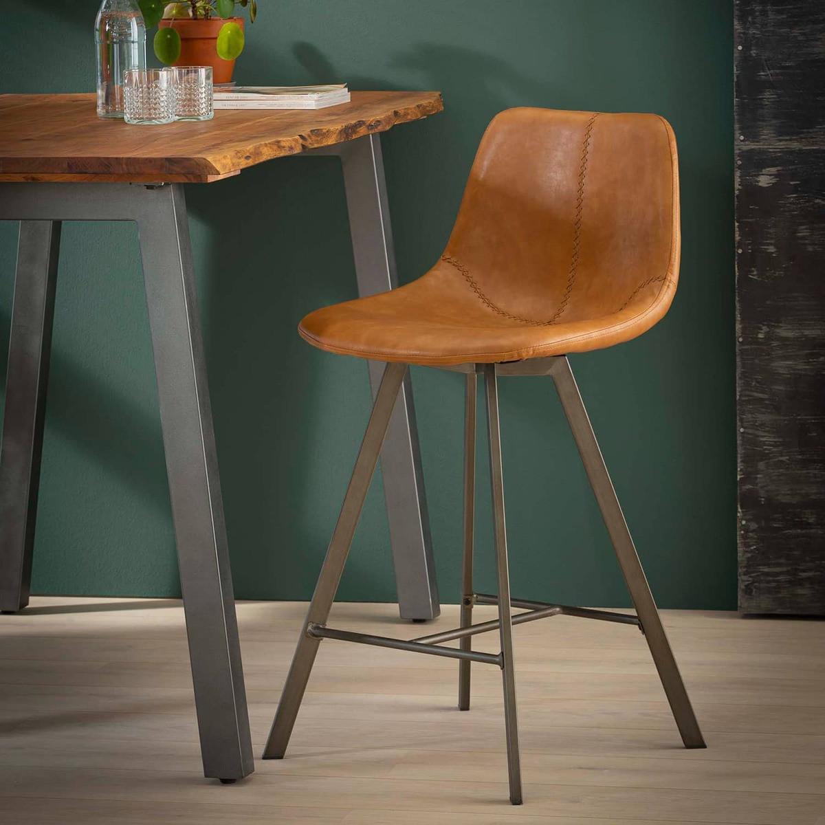 mutoni Tabouret de bar vintage marron Retro Bryan  