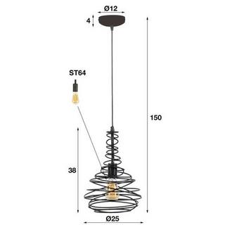 mutoni Lampe suspendue 1x 25x25 cône pivotant noir  