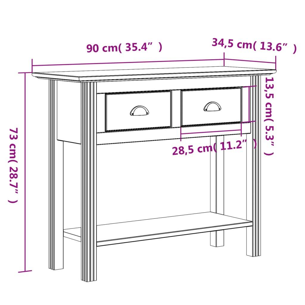 VidaXL Table console bois de pin  