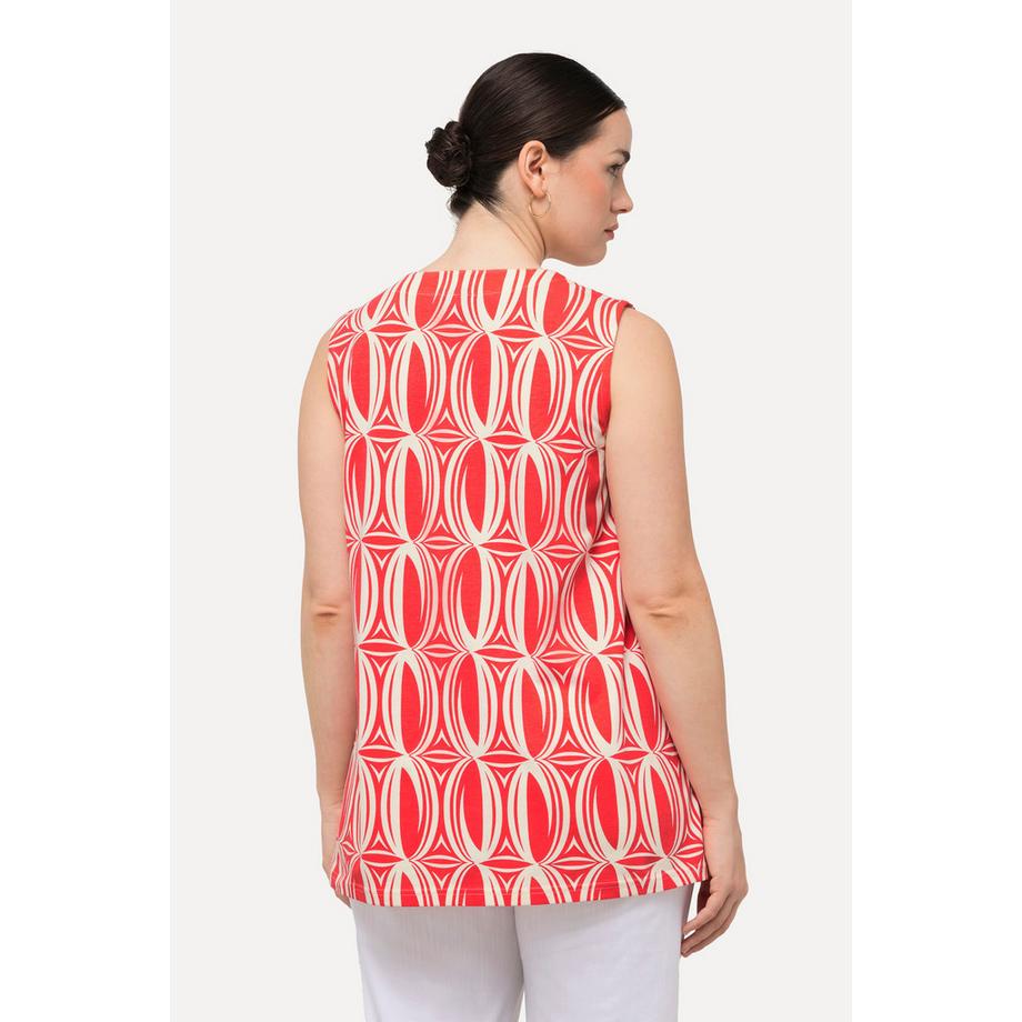 Ulla Popken Stampa Grafica Linea A Scollo V Top Senza Maniche  