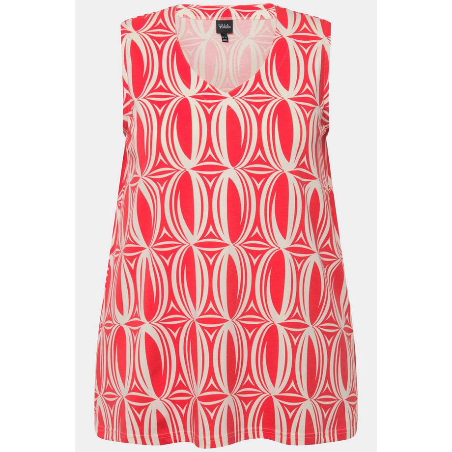 Ulla Popken Stampa Grafica Linea A Scollo V Top Senza Maniche  