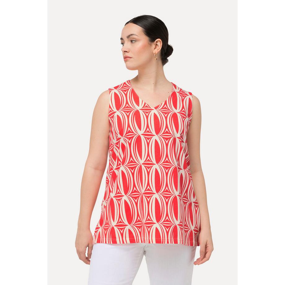 Ulla Popken Stampa Grafica Linea A Scollo V Top Senza Maniche  