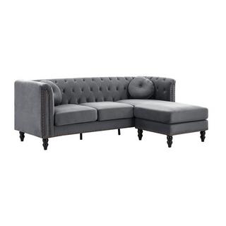 Vente-unique Ecksofa - Ecke wechselbar - Samt - Anthrazit - TURNER  