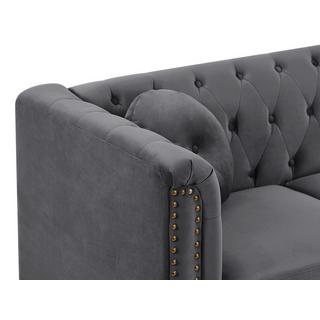 Vente-unique Ecksofa - Ecke wechselbar - Samt - Anthrazit - TURNER  