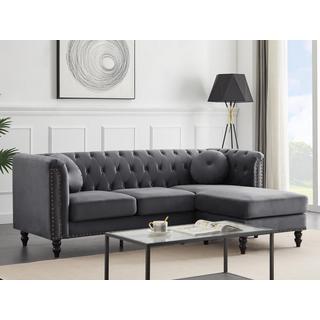 Vente-unique Ecksofa - Ecke wechselbar - Samt - Anthrazit - TURNER  