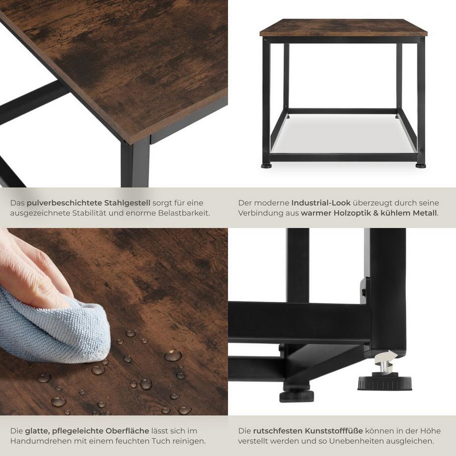 Tectake Couchtisch Lynch Industrial Style Holz und Stahl  