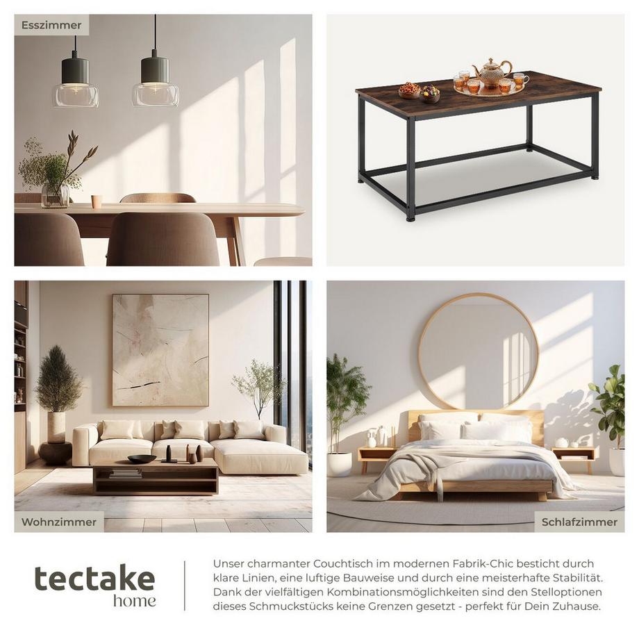 Tectake Couchtisch Lynch Industrial Style Holz und Stahl  