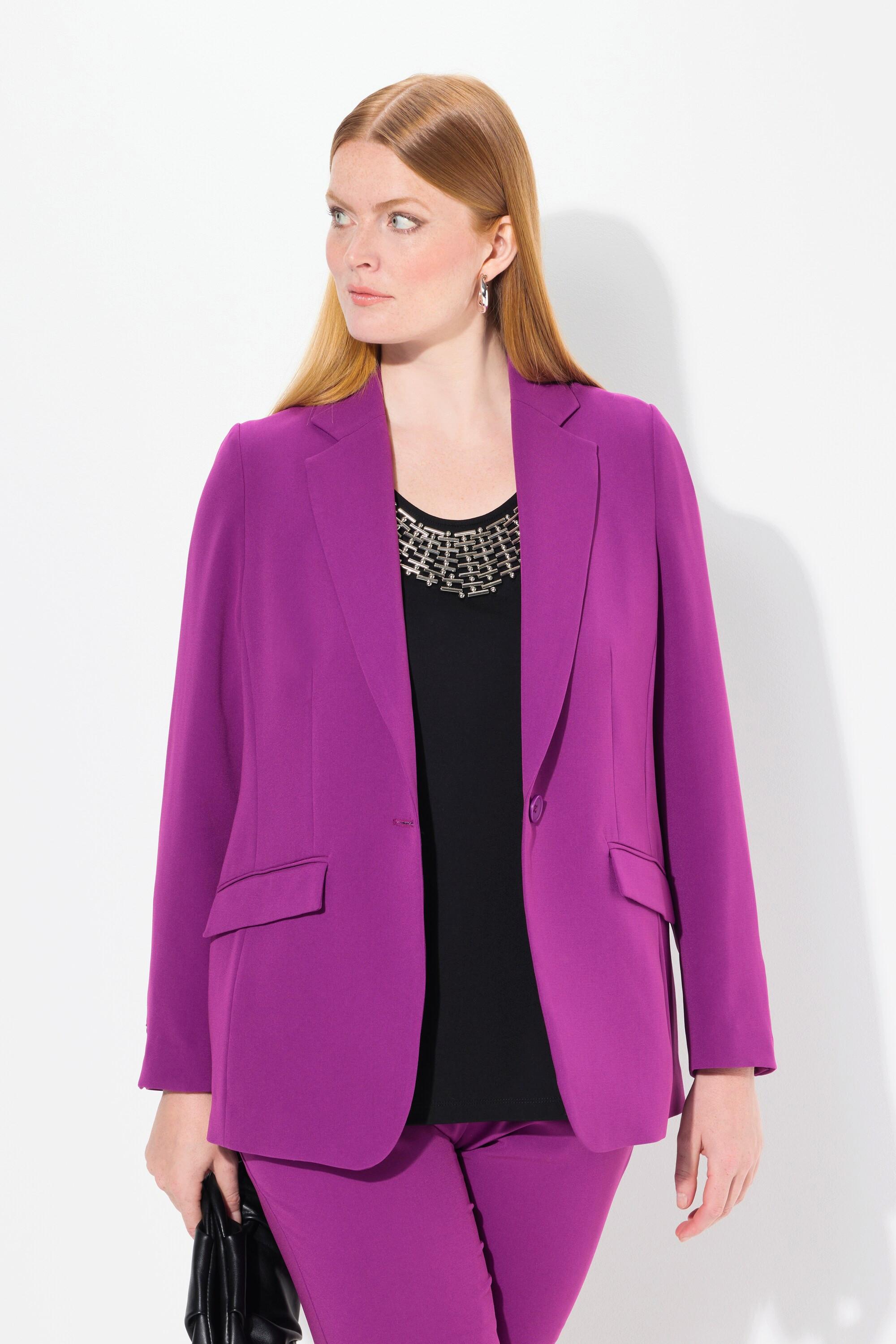 Ulla Popken  Blazer con revers, tasche con patta e abbottonatura 