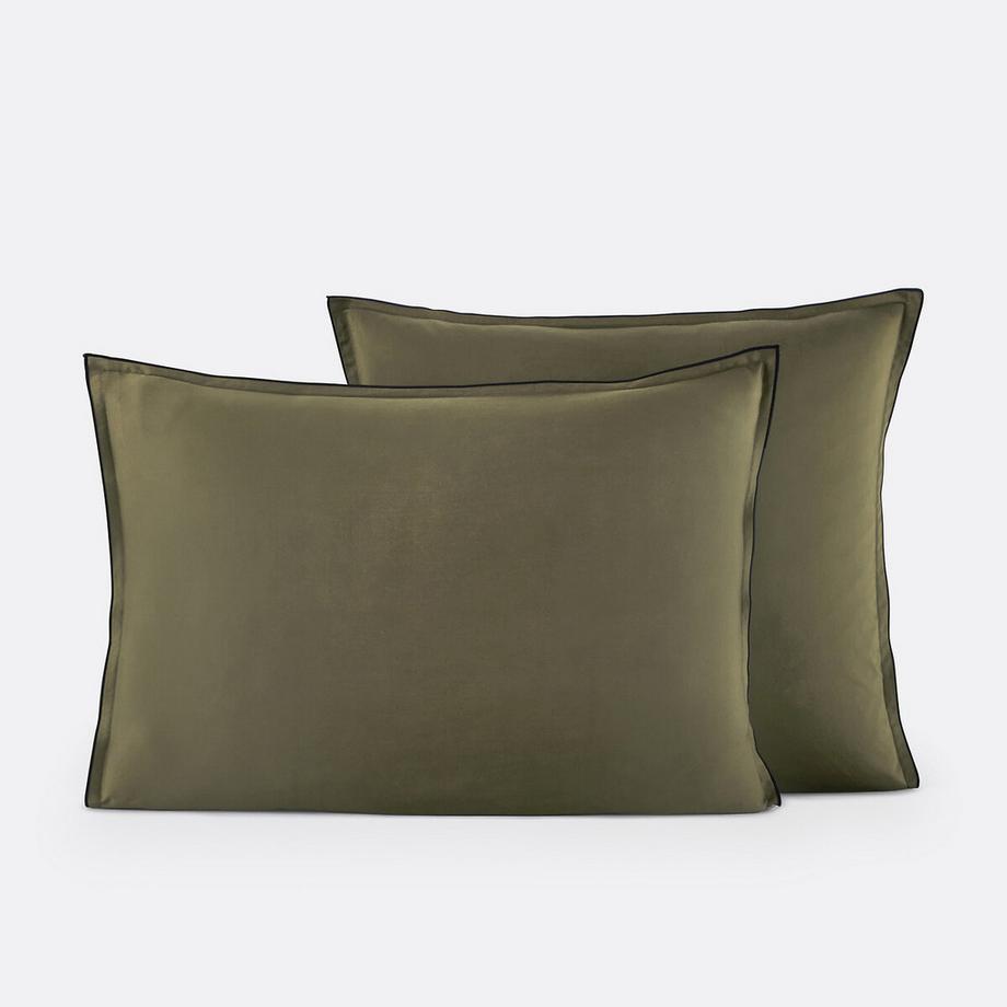 Taie d'oreiller satin de coton lavé