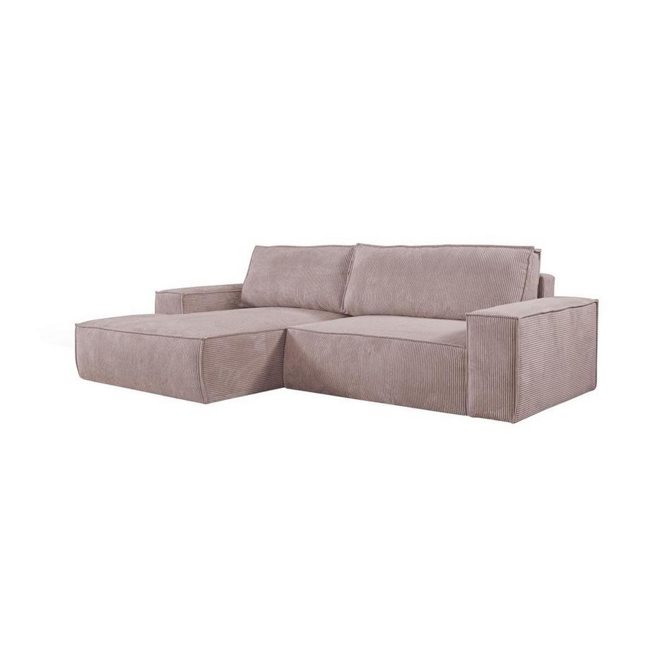 Vente-unique Ecksofa mit Schlaffunktion Kord Ecke Links Rosa AMELIA von PASCAL MORABITO  