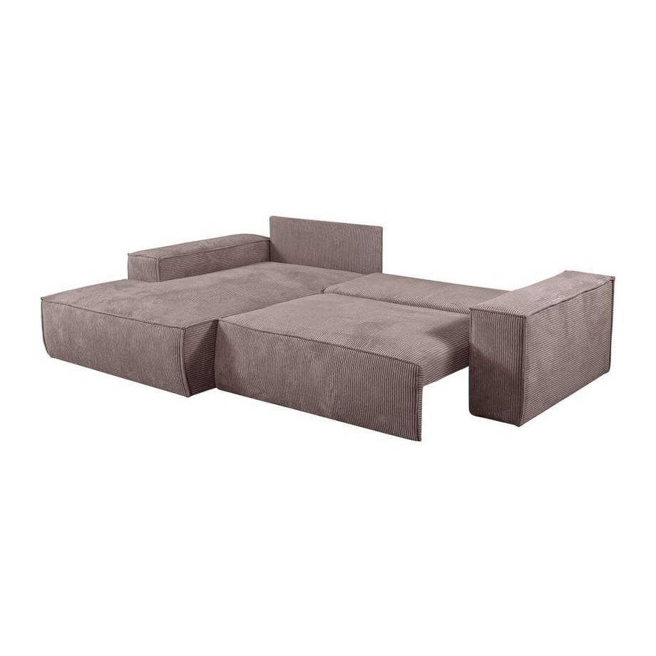 Vente-unique Ecksofa mit Schlaffunktion Kord Ecke Links Rosa AMELIA von PASCAL MORABITO  