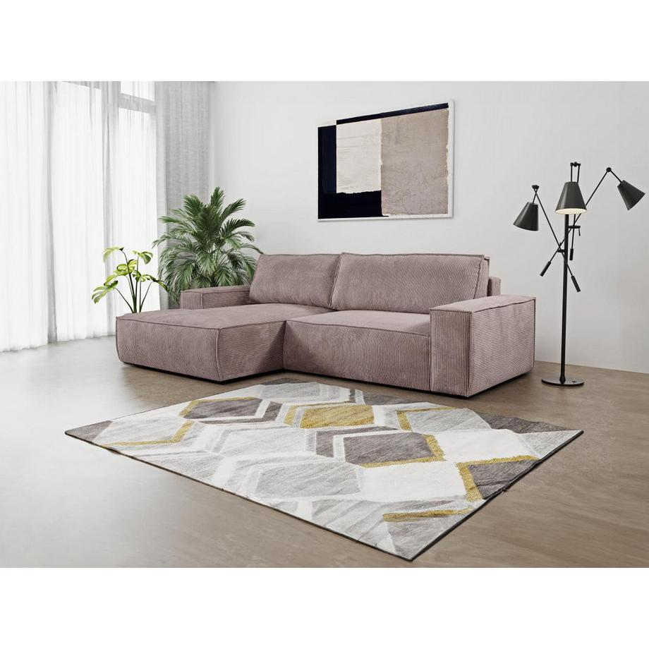 Vente-unique Ecksofa mit Schlaffunktion Kord Ecke Links Rosa AMELIA von PASCAL MORABITO  