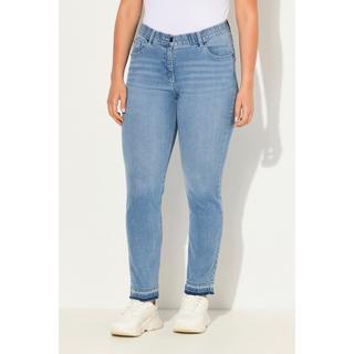 Ulla Popken  Jean Mary Sammy extensible, jambe étroite avec ourlet frangé 