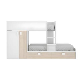 Vente-unique Etagenbett mit Kleiderschrank + MatratzeEichefarben JUANITO  