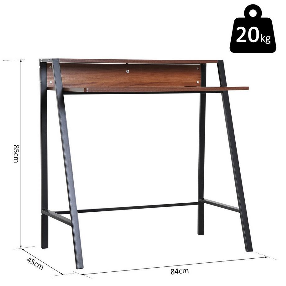 Northio Table D'Ordinateur De Bureau Avec Compartiment De Rangement Et Passage De Câbles, Métal Noyer, 84X45X85Cm, Idéale Pour Le Bureau À Domicile  