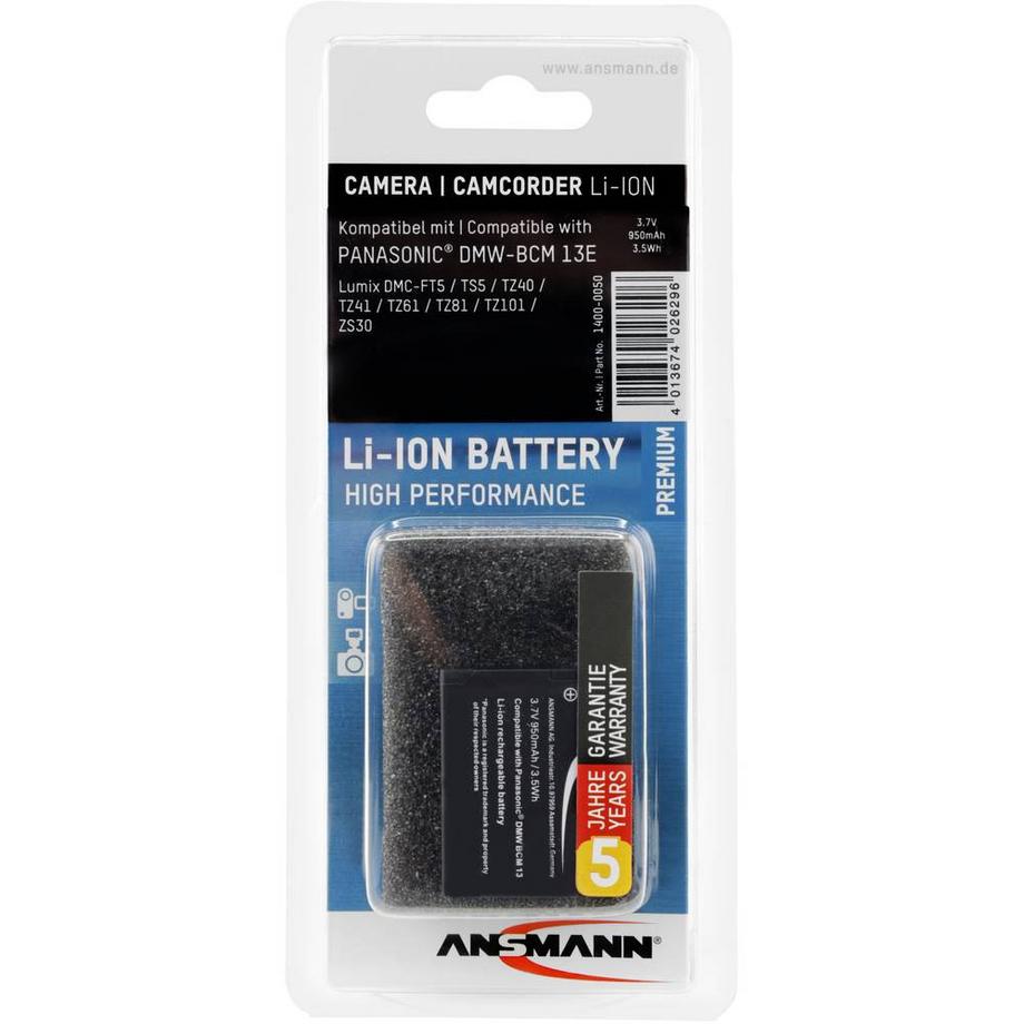 ANSMANN  A-Pan DMW-BCM 13E Batteria ricaricabile fotocamera sostituisce la batteria originale (camera) DMW-BCM13E 3.7 V 9 