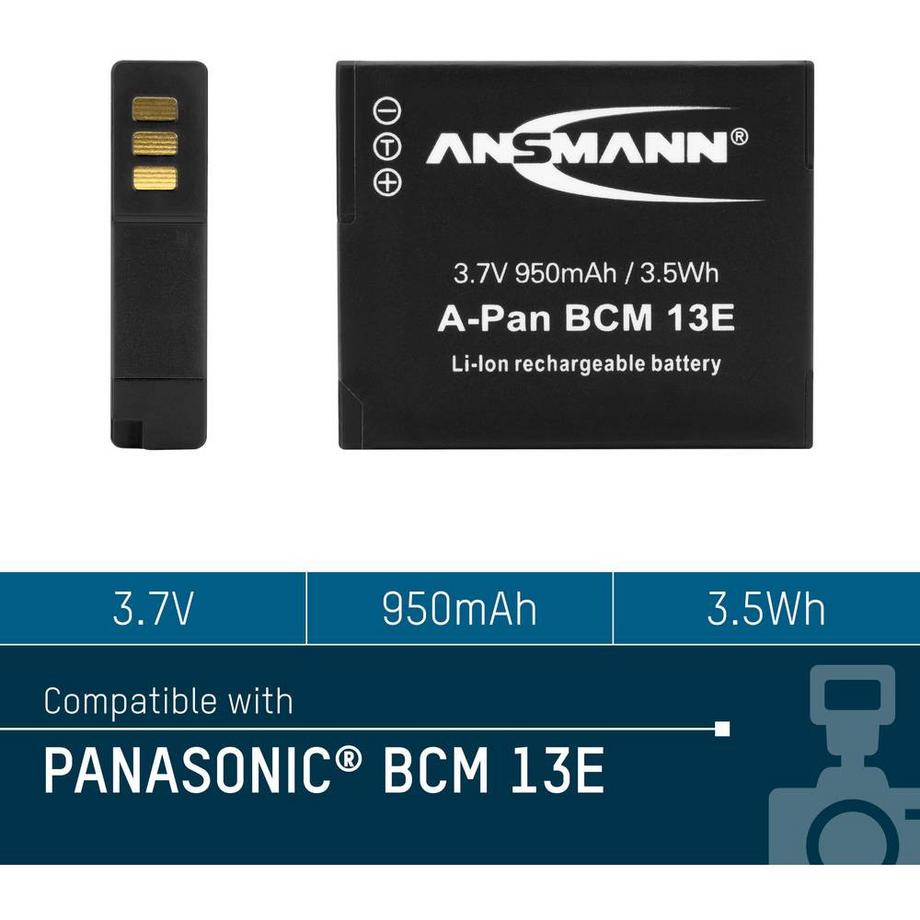 ANSMANN  A-Pan DMW-BCM 13E Batteria ricaricabile fotocamera sostituisce la batteria originale (camera) DMW-BCM13E 3.7 V 9 