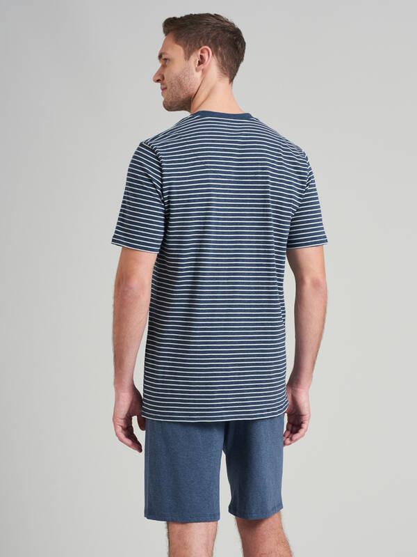 Schiesser Pyjama Kurzarm Gestreiftes Oberteil und Shorts Set  