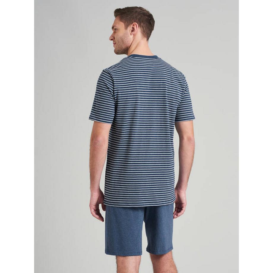 Schiesser Pyjama Kurzarm Gestreiftes Oberteil und Shorts Set  