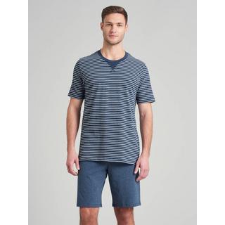 Schiesser Pyjama Kurzarm Gestreiftes Oberteil und Shorts Set  