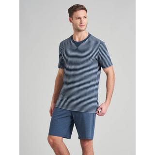 Schiesser Pyjama Kurzarm Gestreiftes Oberteil und Shorts Set  
