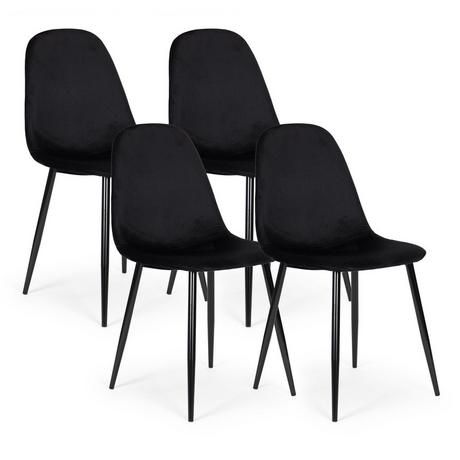 Northio Lot de 4 chaises en velours noir pour salle à manger et salon ModernHome  