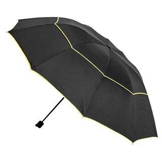 eStore Regenschirm, Kompakt - 130 cm - Schwarz / Gelb  