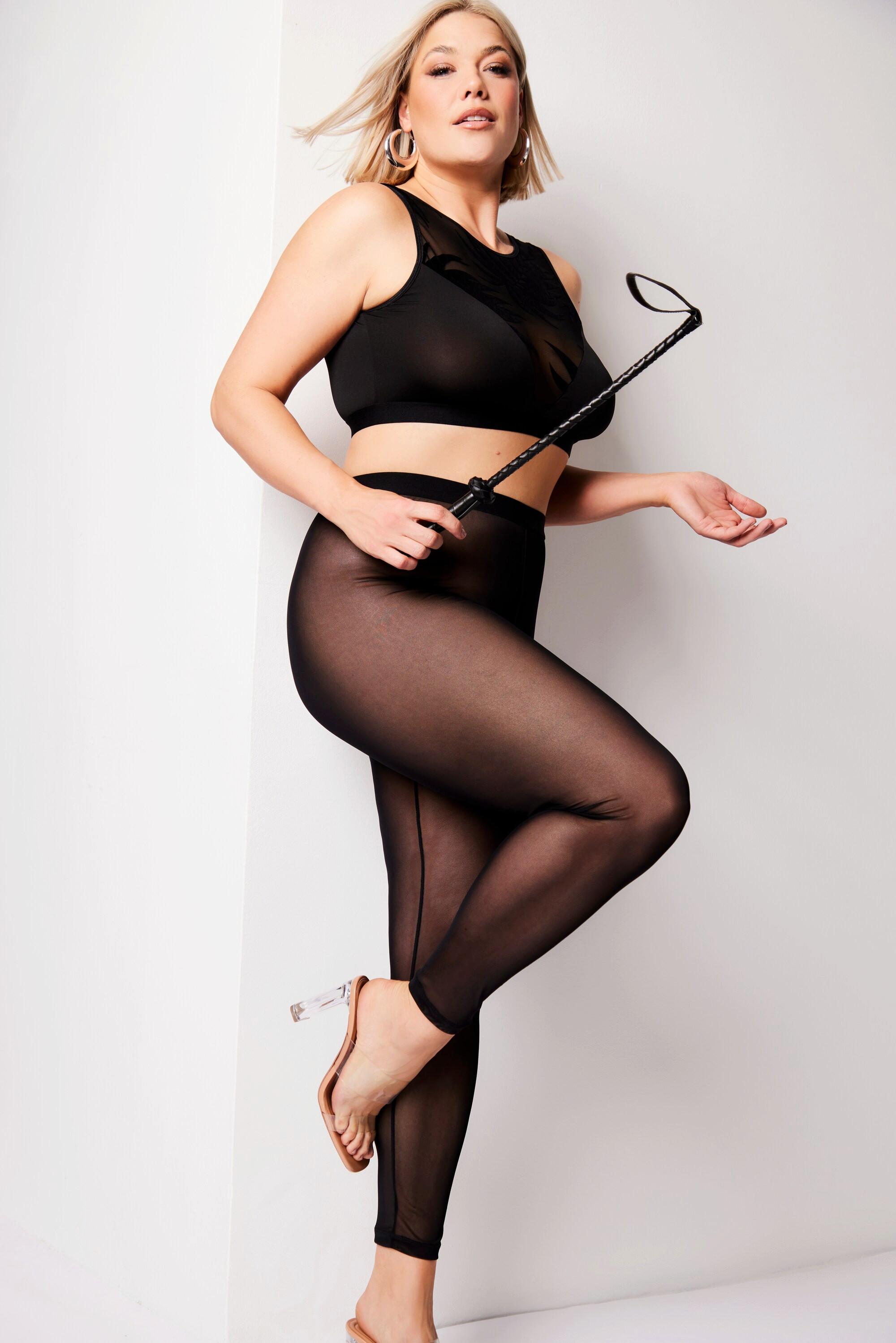 Ulla Popken Leggings Rete Ouvert Apertura Cavallo  