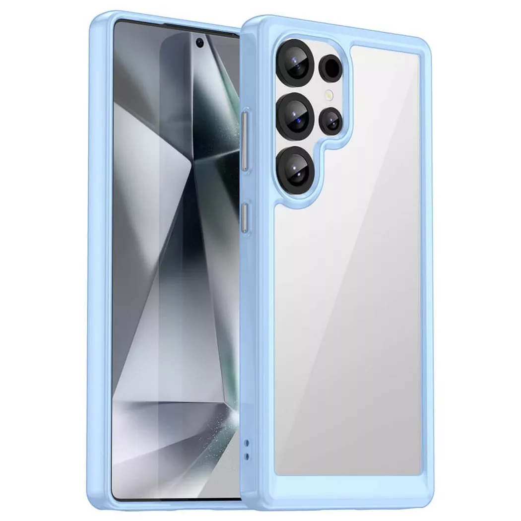 Cover-Discount - Galaxy S25 Ultra - Schützende Acryl-Handyhülle mit erhöhtem Rand, Blau