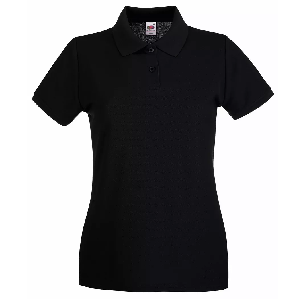 Fruit of the Loom - Premium Poloshirt kurzärmlig, für Damen, Schwarz, Größe XL
