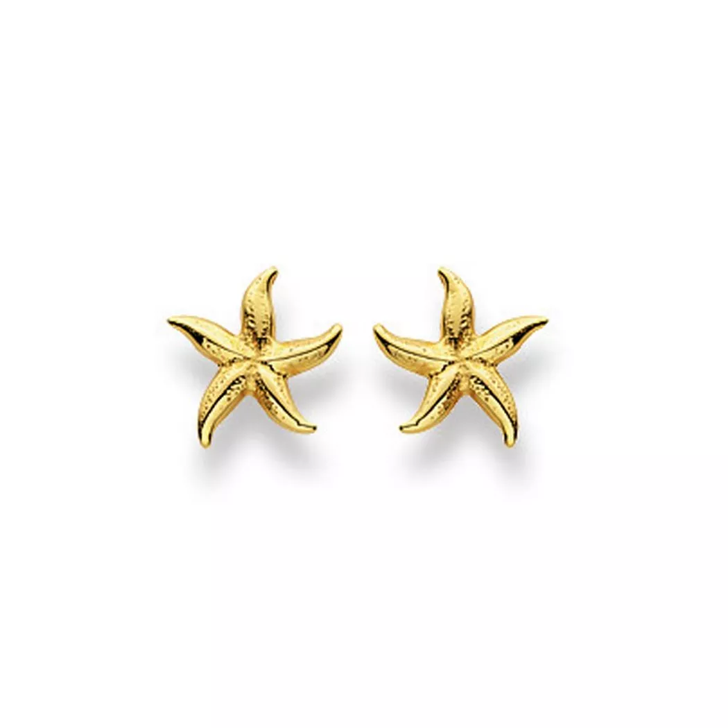 MUAU Schmuck - Ohrstecker Seestern Gelbgold 750, 8mm, One Size