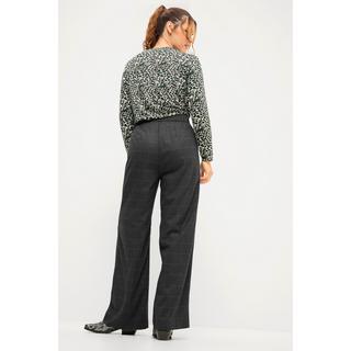 Studio Untold  Pantalon# taille haute à jambes larges et taille partiellement élastique, carreaux tissés 