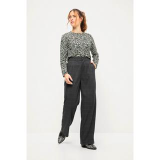 Studio Untold  Pantalon# taille haute à jambes larges et taille partiellement élastique, carreaux tissés 