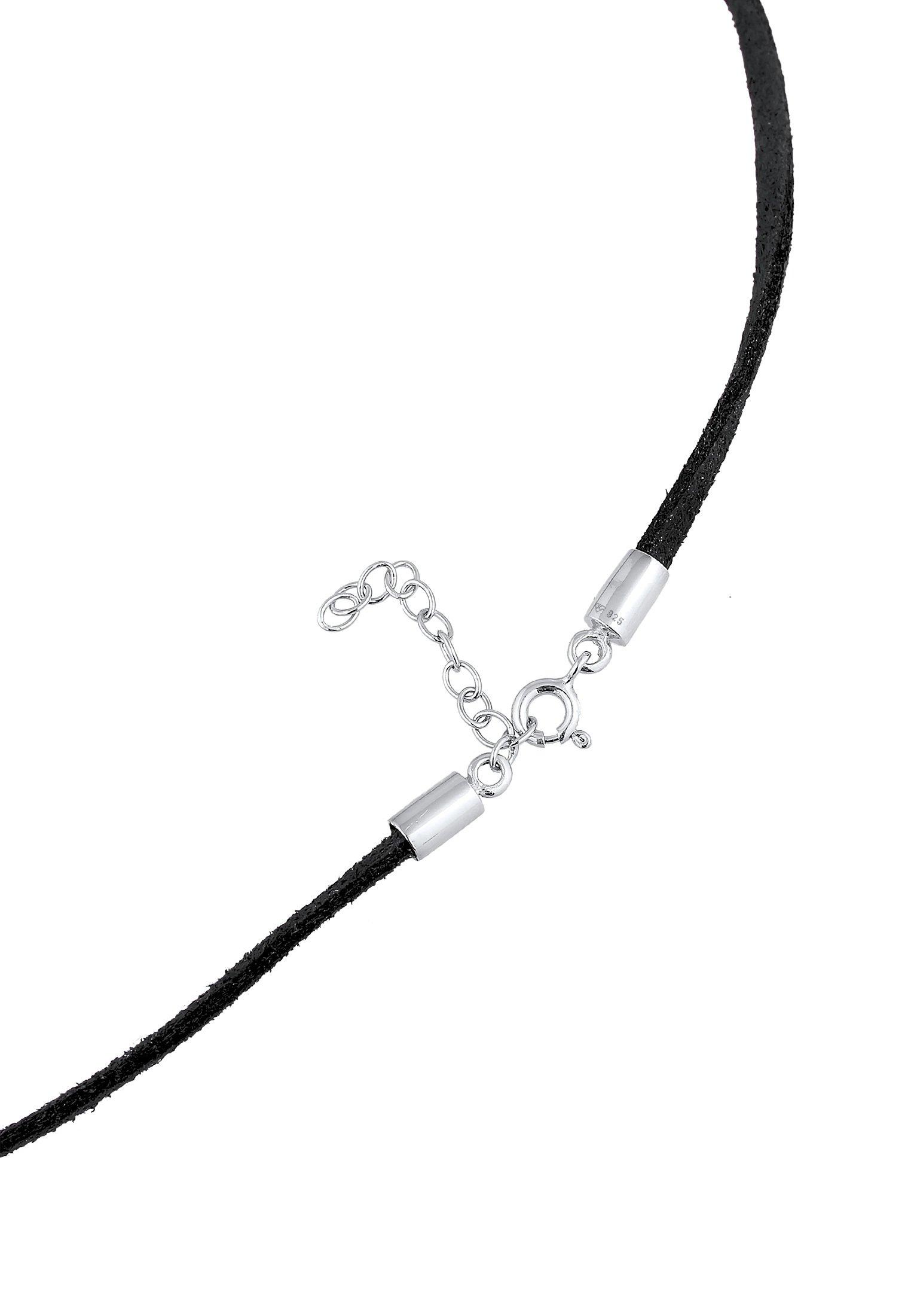 Elli  Halskette Choker Velour Leder Bead 